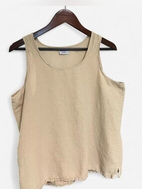 90s vintage Cottonseed tan 100% cotton Scoop-Neck Tank Made in USA size L